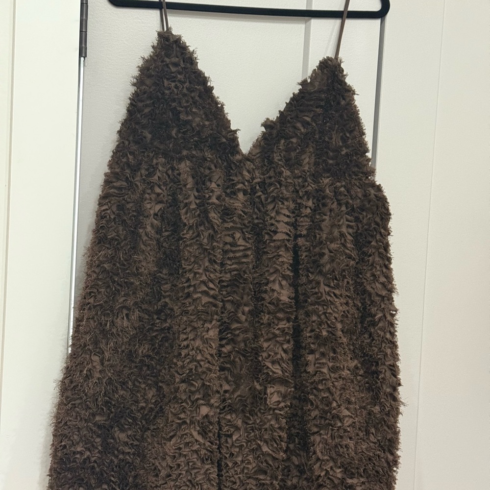 Zara Dark Brown Textured Dress